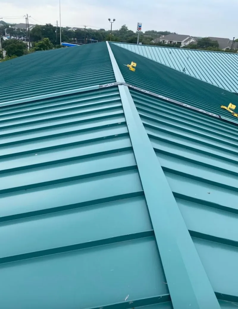 Green commercial metal roof ridge and valley for Metal Roof Repair in Molalla